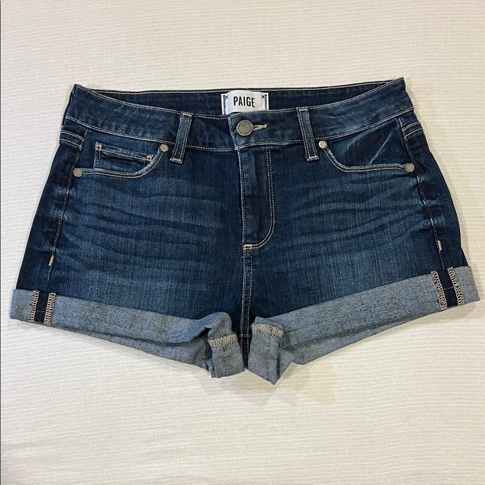 PAIGE Dark Blue Denim Jimmy Jimmy Short